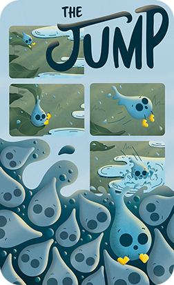 Small comic about a little rain drop jumping into a puddle.